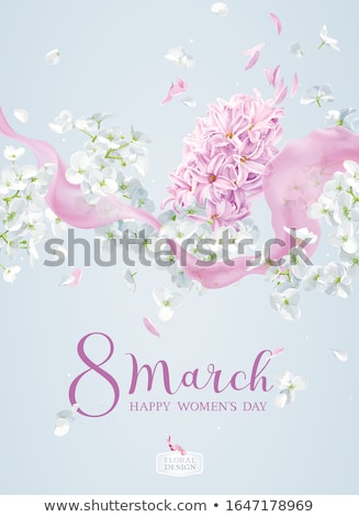 Stockfoto: Lilac And Pink Hyacinth Flower And White Hydrangea Flower For 8
