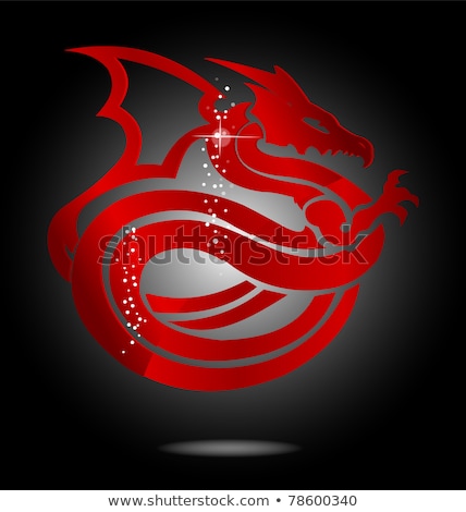 ストックフォト: Magic And Glass Red Asia Dragon Sign