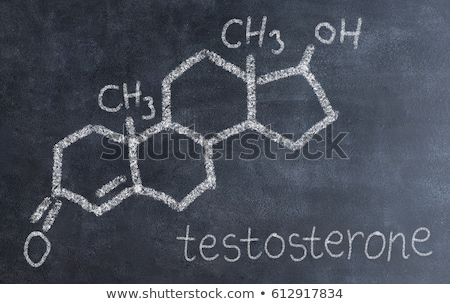 Stok fotoğraf: Chemical Formula Of Testosterone On A Blackboard