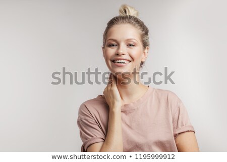 Stok fotoğraf: Beautiful White Headed Girl Isolated On A White Background Emotions Cosmetics