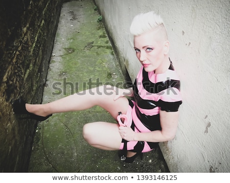 Stok fotoğraf: Fetish Woman In Latex Outfit And High Heels