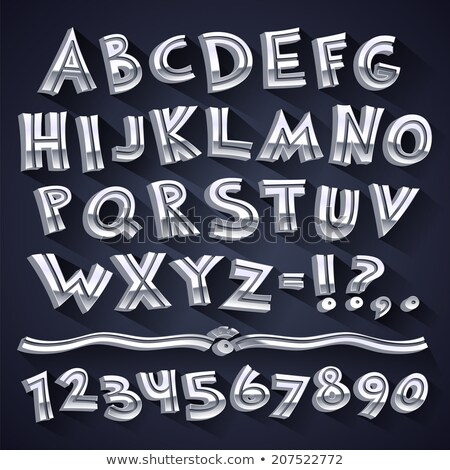 Stock foto: Silver Retro 3d Font With Strips