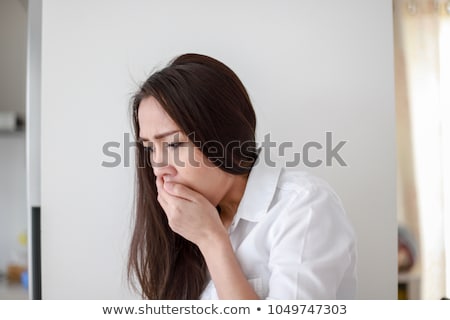 Stockfoto: Sick Pregnant Young Woman With Nausea Morning Sickness About To Throw Up