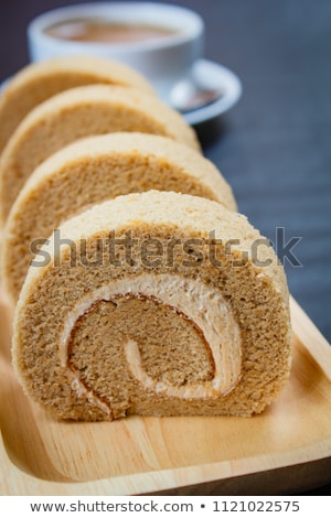 Foto stock: Mocha Sponge Cake Roll