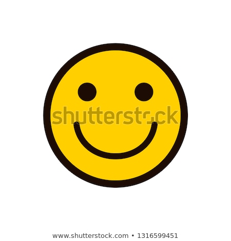 Stockfoto: Black And White Joy Yellow With Smiley Face Cartoon Character