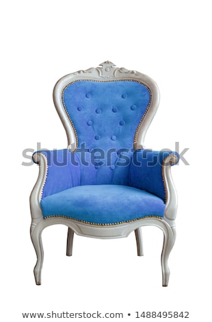 [[stock_photo]]: Modern Blue Soft Armchair With Upholstery - Interior Design Element Isolated On White Background