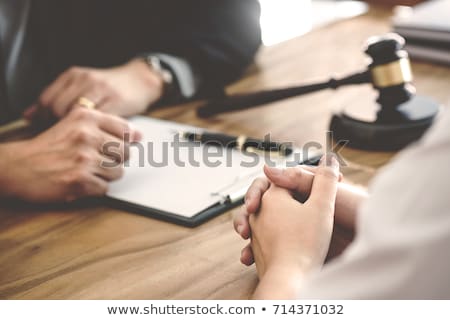 Foto stock: Tribunal Attorney Lawyer Working With Documents And Wooden Gavel