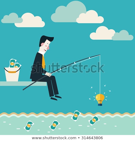 Foto stock: Businessman Fishing Coins Concept