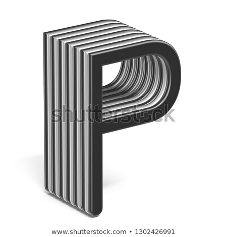 Stockfoto: Black And White Layered Font Letter P 3d