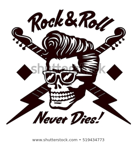 Stok fotoğraf: Rock Forever Skull Poster Vector Illustration