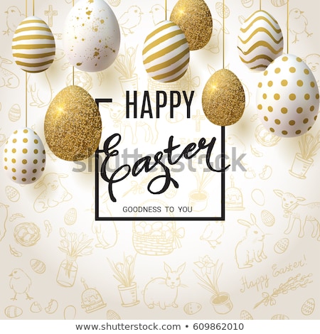 Stok fotoğraf: Happy Easter Vector Flyer Or Concept