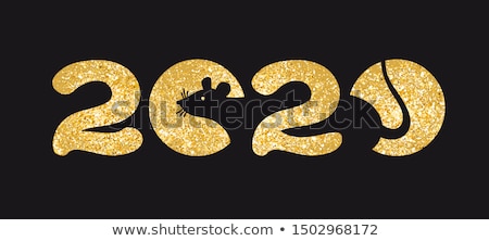 Foto d'archivio: Chinese New Year 2020 Gold Glitter Rat Icon Card