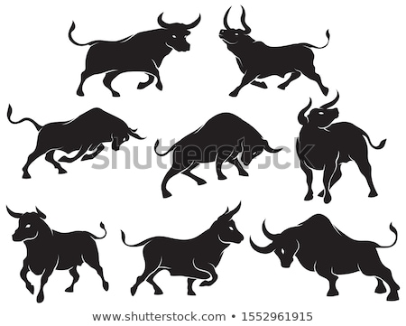 Stock photo: Charging Bull Silhouette