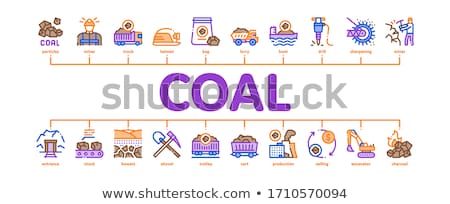 Stock foto: Coal Mining Minimal Infographic Banner Vector