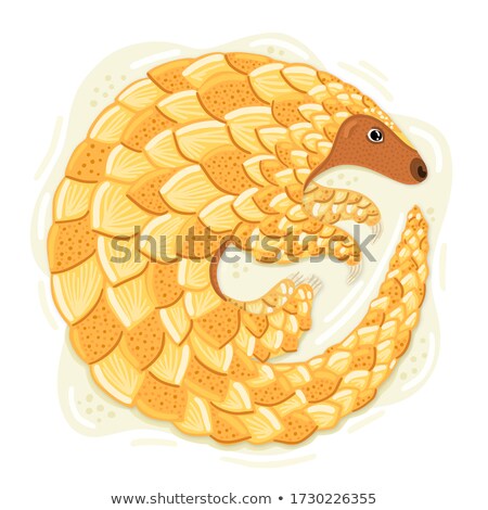 Stockfoto: Indian Pangolin Cute Animal Has Scales On Body Endangered Species Character Design