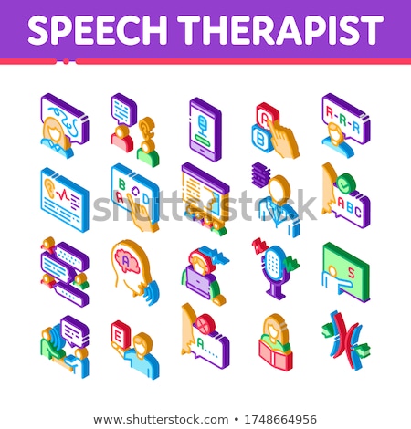 Speech Therapist Help Isometric Icons Set Vector Foto stock © pikepicture