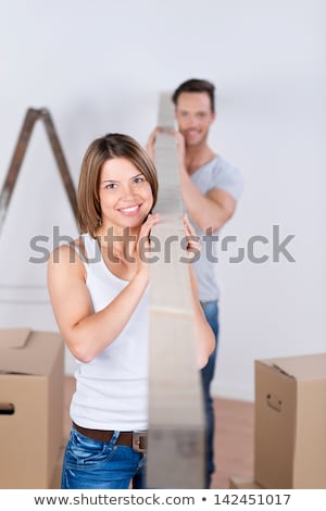 Stock photo: Woman Carrying Tool Box On Shoulder