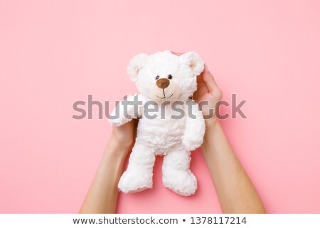 Stock fotó: Cheerful Woman With Teddy Bear