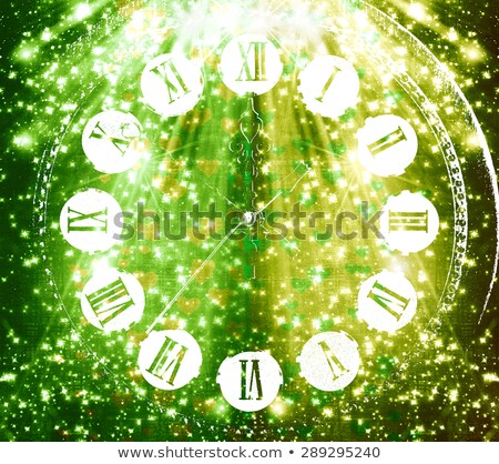 Stockfoto: Antique Clock Face On Abstract Multicolored Background With Blur