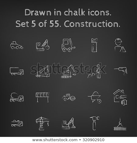 Foto stock: Demolition Crane Icon Drawn In Chalk