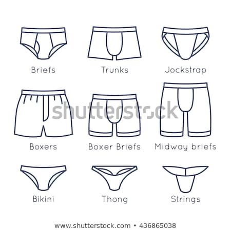 Сток-фото: Male Underwear Types Flat Line Vector Icons Set