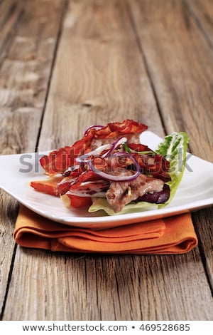 Stock fotó: Meat Skewers And Crispy Bacon Strips