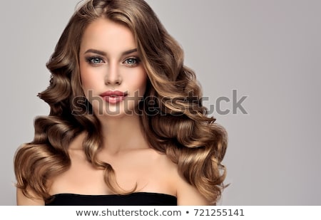Сток-фото: Beautiful Girl Styling Curls Hairstyle Smiles