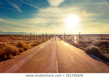 Stock fotó: Trip And Road Drive In Scenery Sunsetcar Travel Adventures