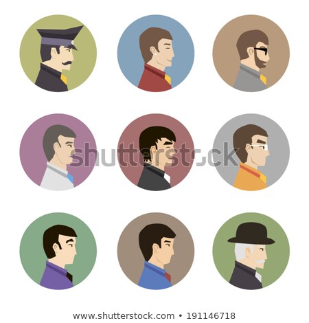 Stockfoto: Stylish Handsome Characters Avatars People Icons In Modern Flat