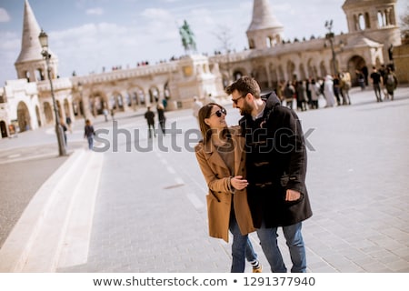 ストックフォト: Loving Couple By The Fishermans Bastion In Budapest Hungary