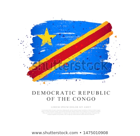 Foto stock: Democratic Republic Of The Congo Flag And Hand On White Background Vector Illustration