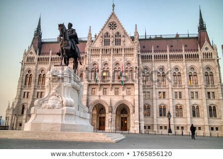 Stock photo: Andrassy Gyula Lovasszobra Monument Before Hungarian Paliament Building Budapest