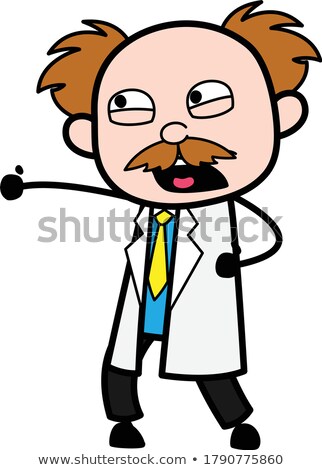 Stok fotoğraf: Funny Cartoon Scientist Angry And Frustrated