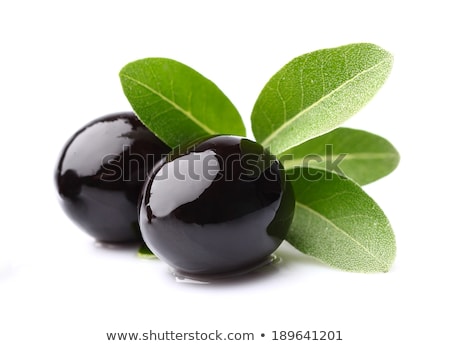 Stock photo: Olive Oil And Black Olives Isolated