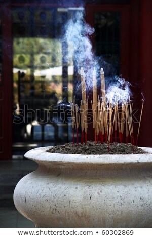 Stock fotó: Incense Furnace With Smoking Joss Stick