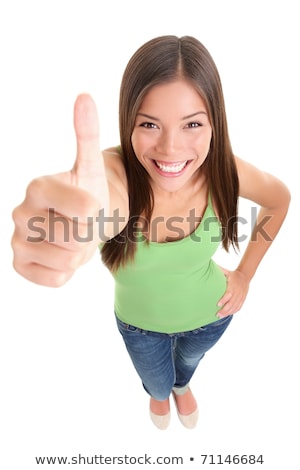 Happy Asian Woman Giving Thumbs Up Gesture Stok fotoğraf © Ariwasabi