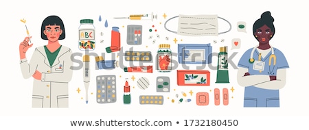 Foto stock: Big Doodled Medicine And Health Icons Collection