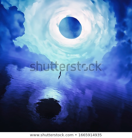 ストックフォト: Landscape With River And Hole In Dark Clouds