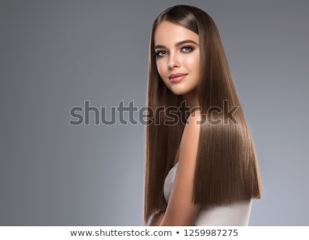 Foto stock: Beautiful Brunette With Long Straight Hair