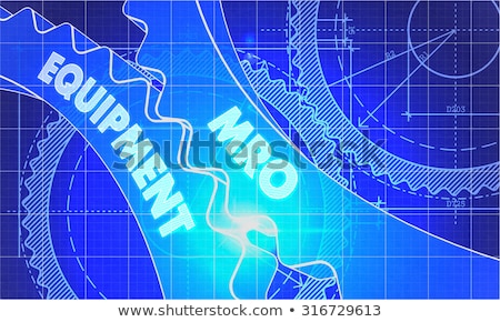 Foto stock: Machinery Mro On Blueprint Of Cogs