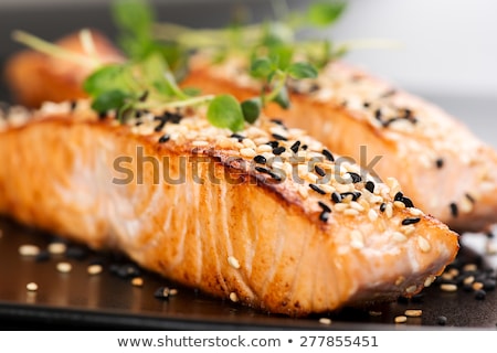 Сток-фото: Grilled Salmon And Sauce