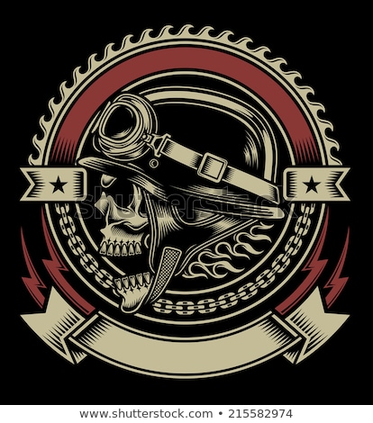 Stok fotoğraf: Skull Rider In Helmet With Goggles Vector