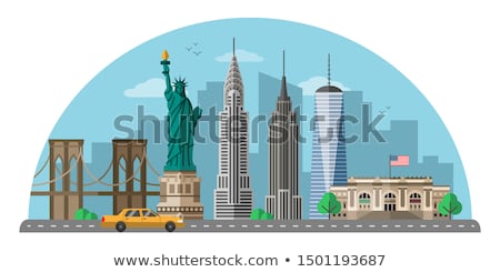 Stok fotoğraf: New York Skyline Text Color Illustration