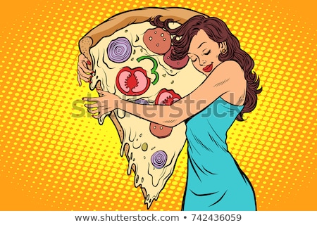 Zdjęcia stock: Woman Hugging A Pizza
