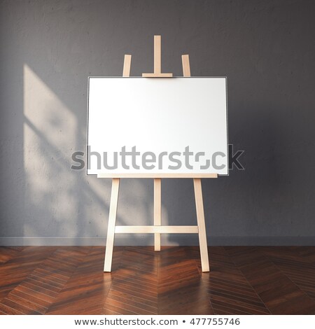 Foto stock: Easel And Blank White Canvas In Bright Interior 3d Rendering
