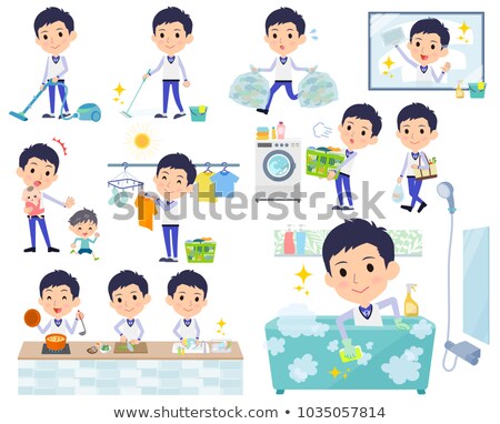 Stock photo: Store Staff Blue Uniform Menhousekeeping