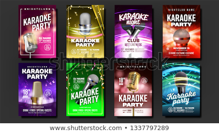 Foto d'archivio: Karaoke Poster Vector Disco Banner Karaoke Voice Equipment Sing Song Entertainment Competition