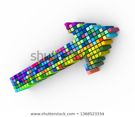 Foto stock: 3d Colorful Cubes Matrix Arrow Design