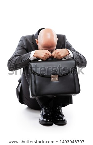 [[stock_photo]]: Crying Tired Or Stressed Businessman In Depression Hand Holding Briefcase