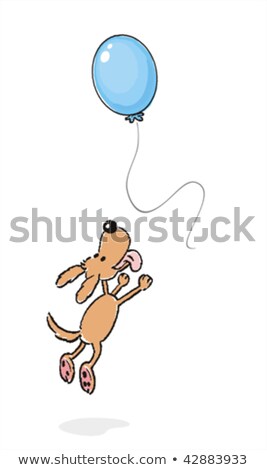 Stock photo: Cartoon Dog Jumping With Balloons